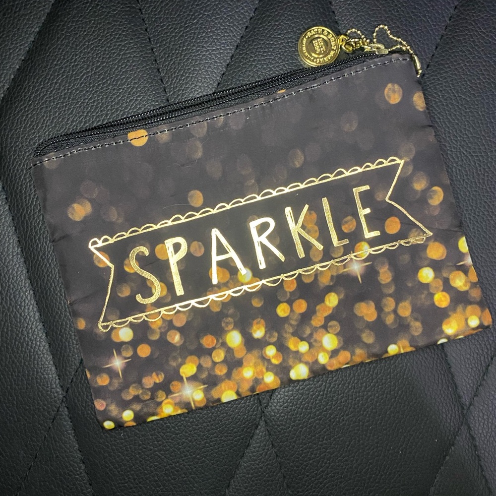 Bath & Body Works Black and Gold Sparkle Cosmetic Bag